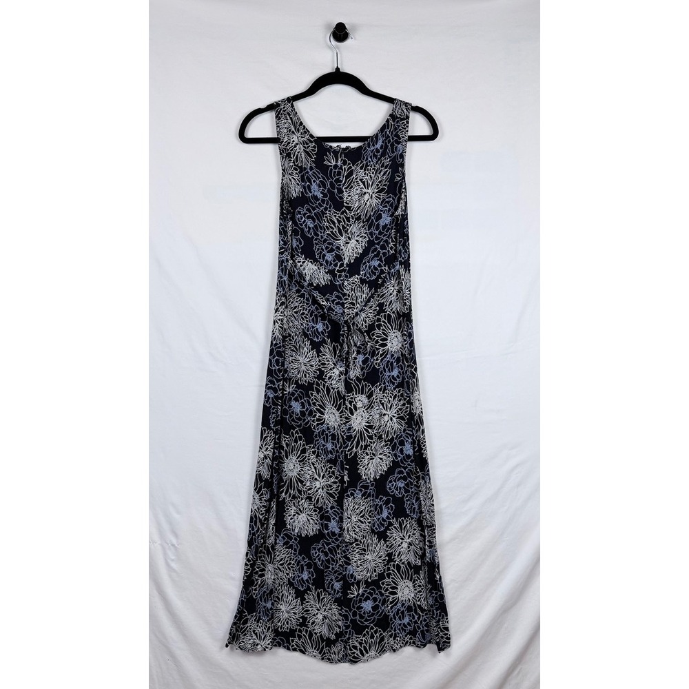 Old Navy Y2K Floral Maxi Dress 14 Blue Sleeveless Tie Back Dark Fairy Feminine - Picture 6 of 10